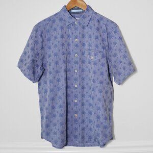 Tommy Bahama Mens Short Sleeve Blue Palm Print Button Up Shirt Size S